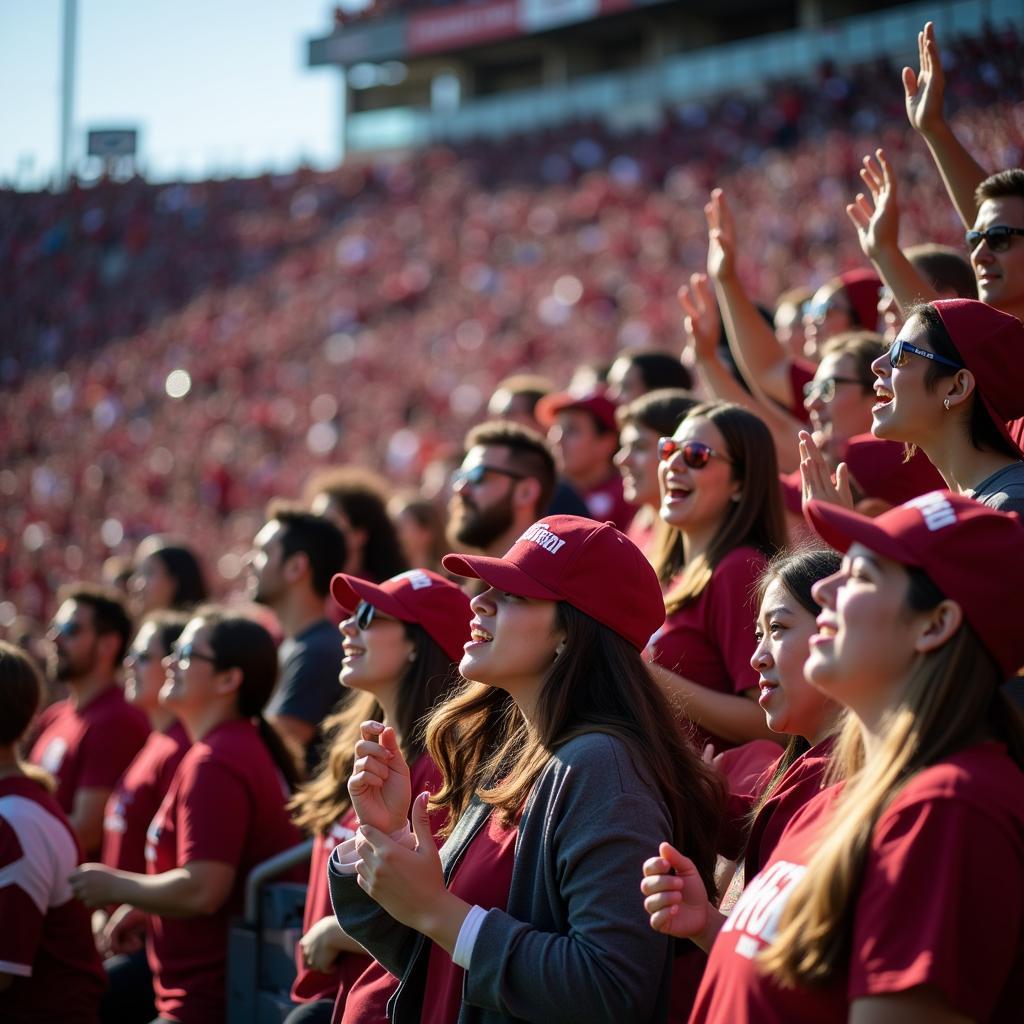 Fans Cheering at College Football Game