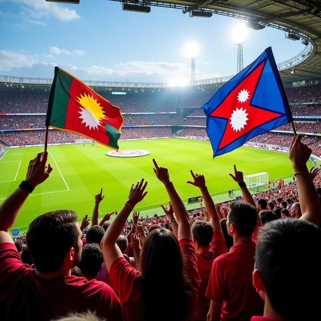 Khán giả cổ vũ cho Bhutan vs Nepal