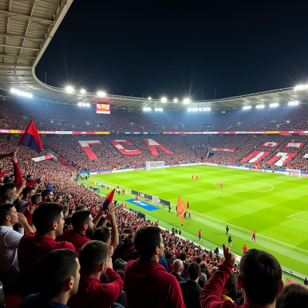 Fans Cheering at Europa League Match