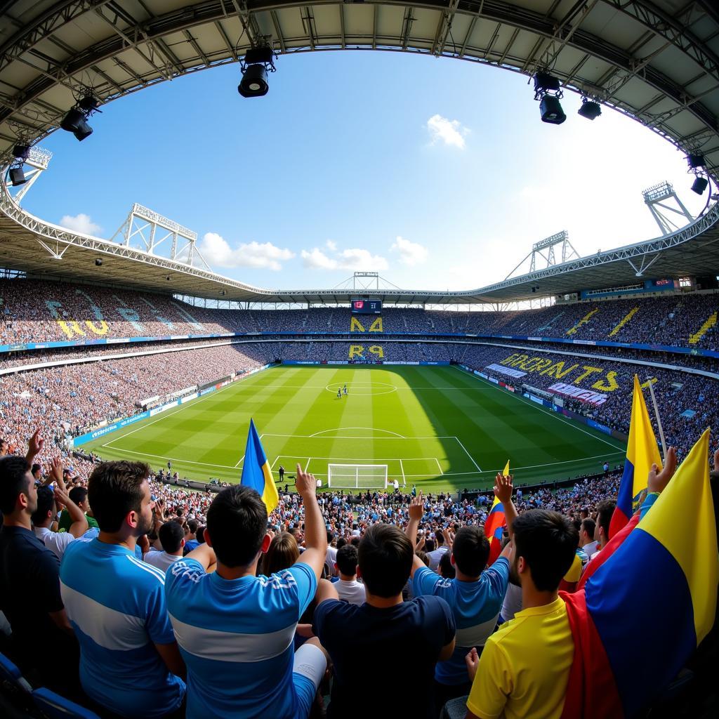 Khán giả cổ vũ trận Argentina - Ecuador