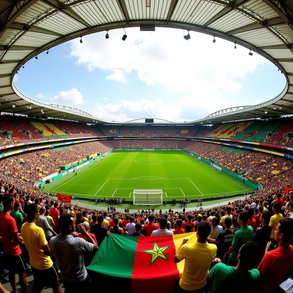 Fans cheering during the Cameroon vs Ghana match