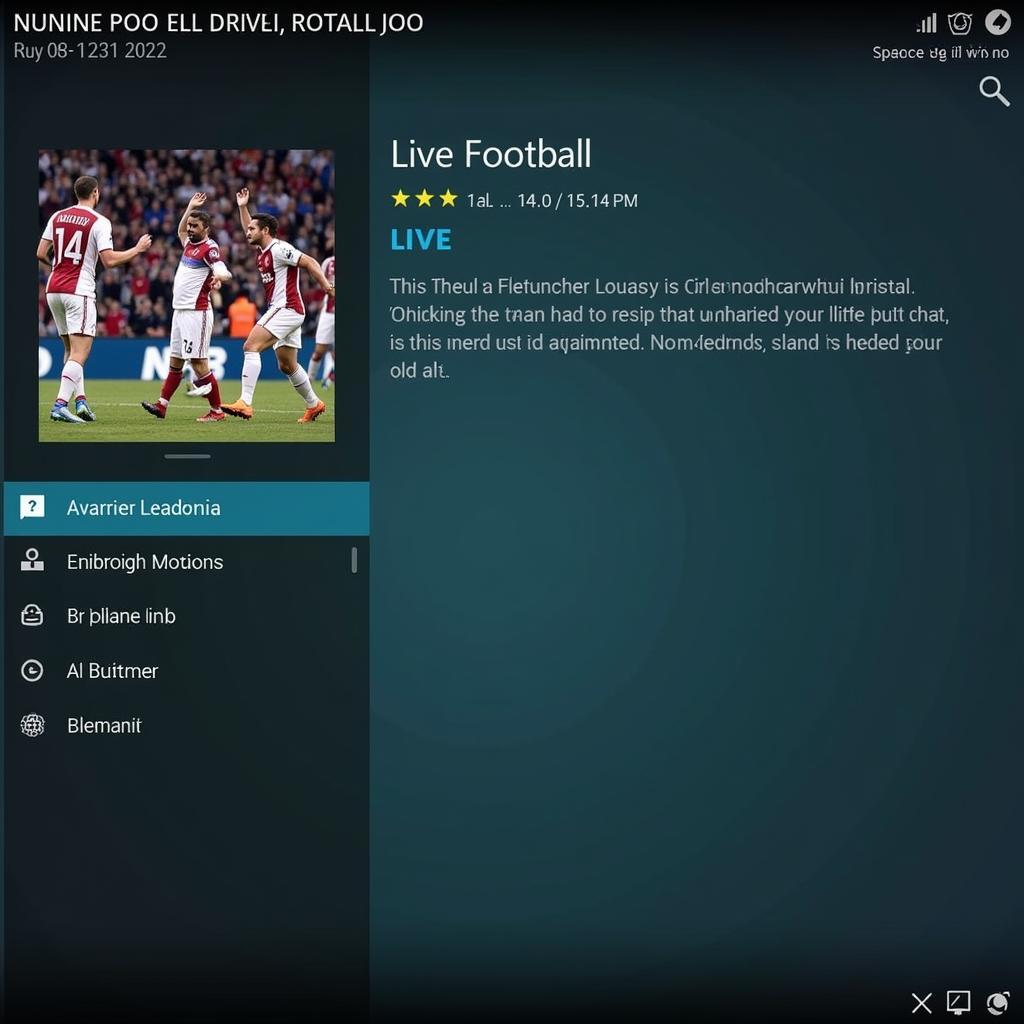 Kodi Interface with Live Football