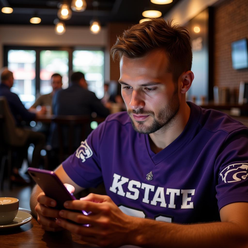 KState Football Fan Enjoying Live Stream