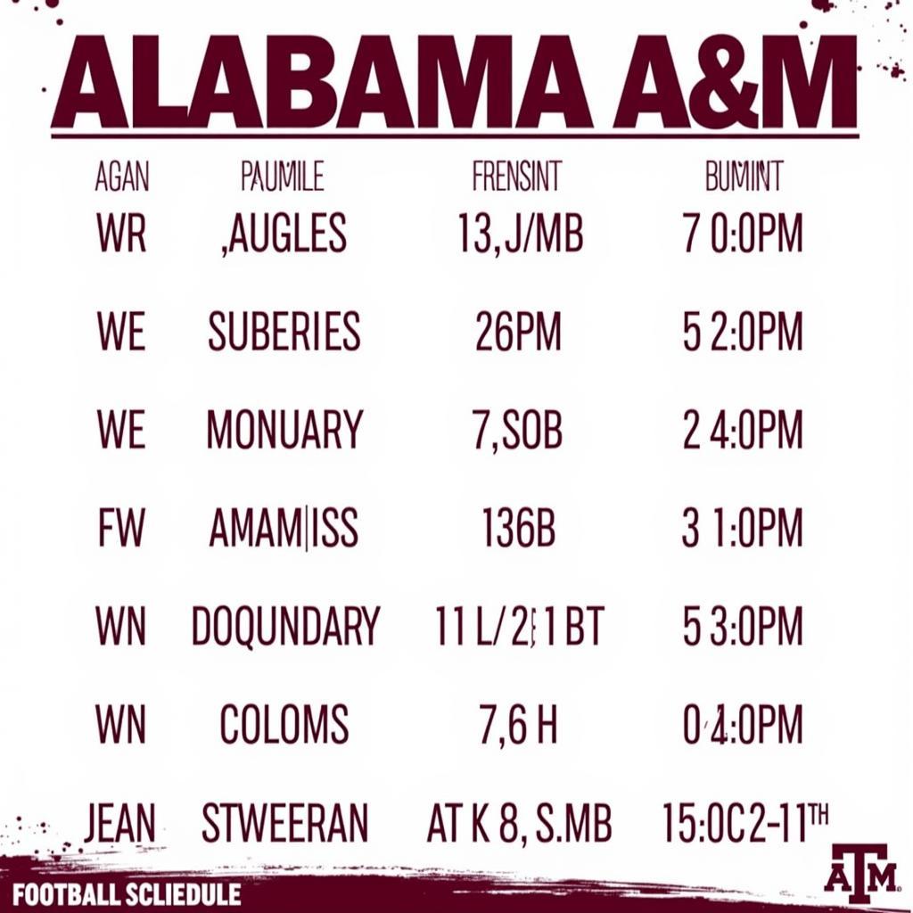 Alabama A&M Football Schedule