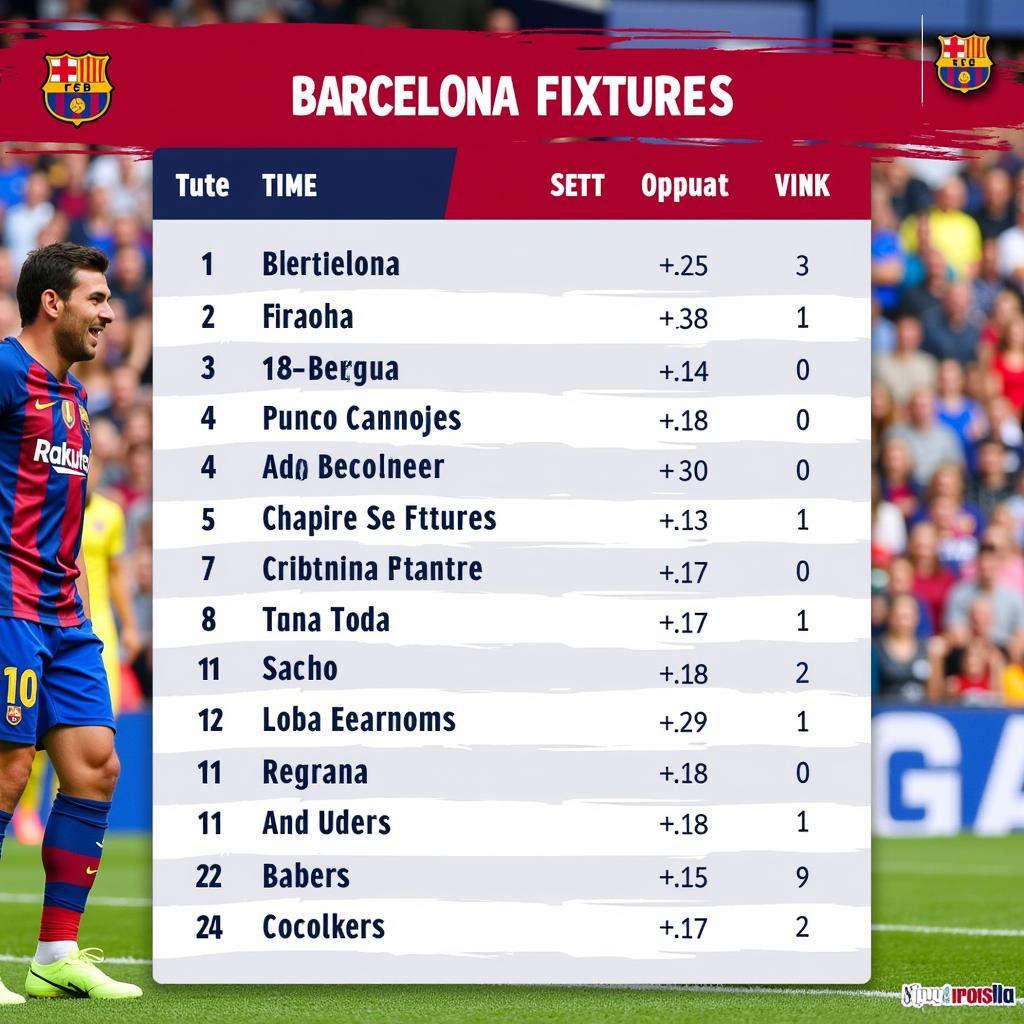 Barcelona Fixture List