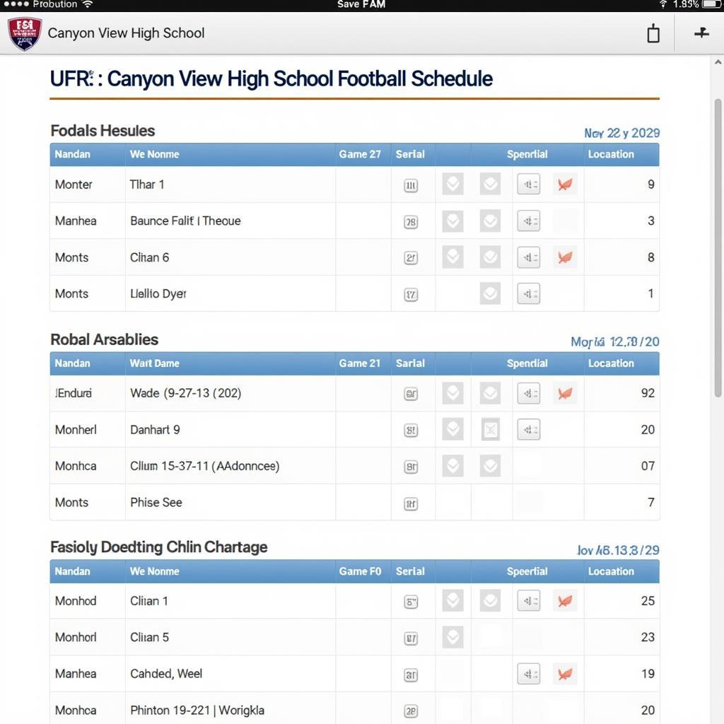 Lịch Thi Đấu Bóng Bầu Dục Canyon View High School Trên Website