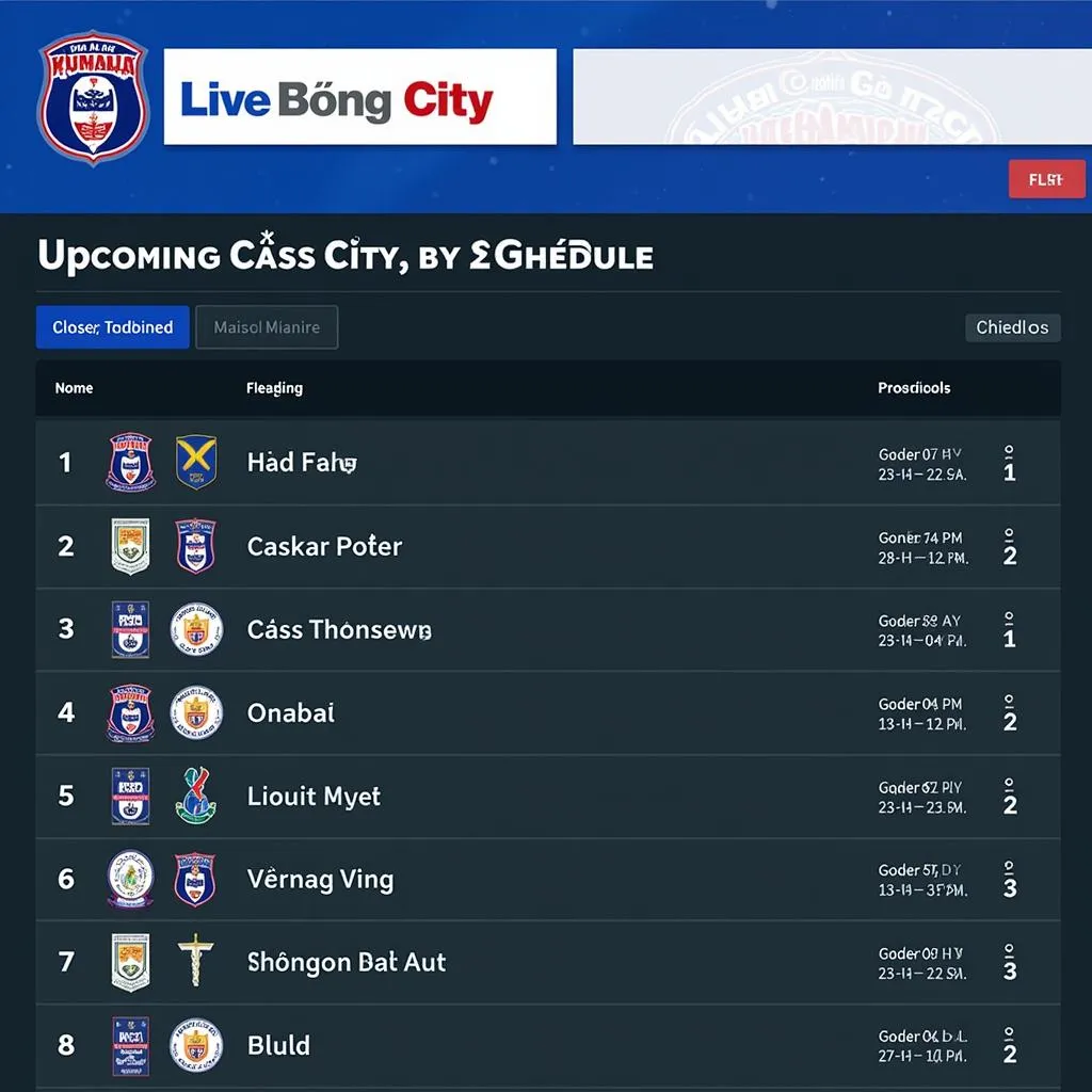 Lịch Thi Đấu Bóng Đá Cass City