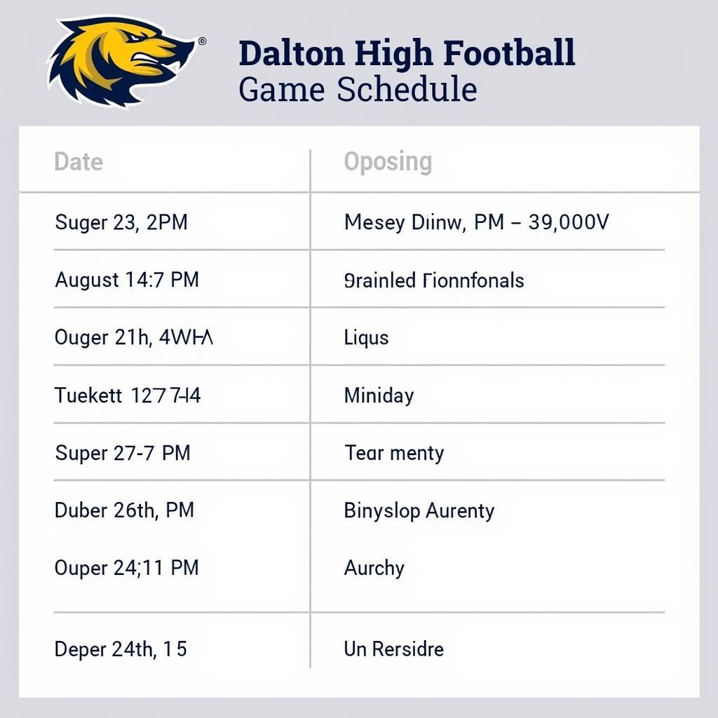 Dalton High Football Schedule