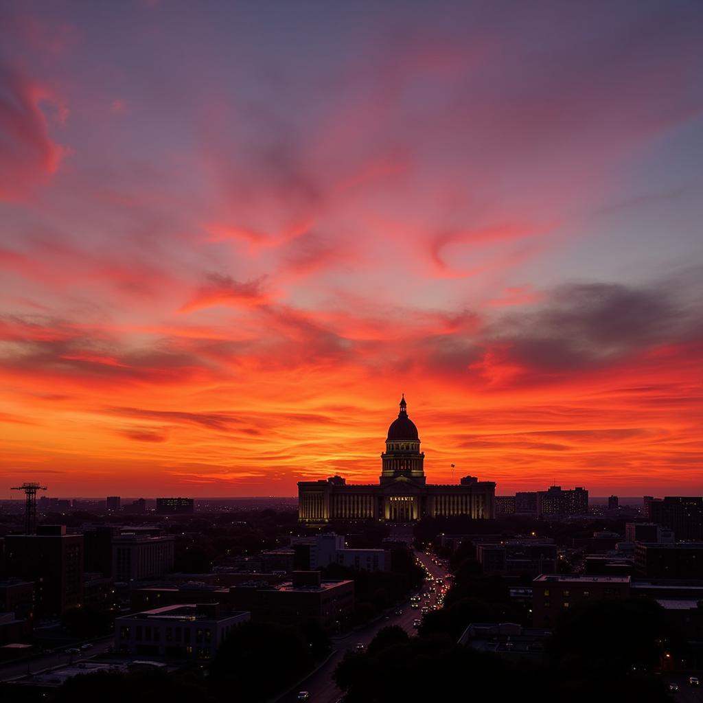 Lincoln Nebraska Skyline at Sunset