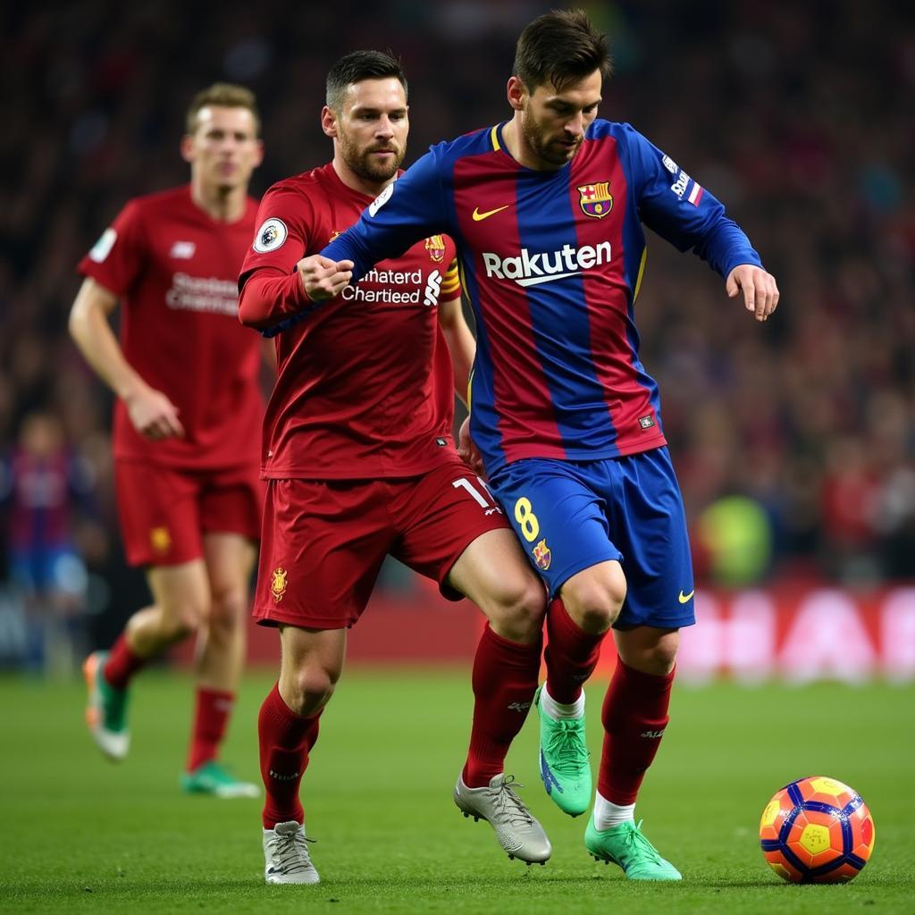 Lionel Messi playing for Barcelona