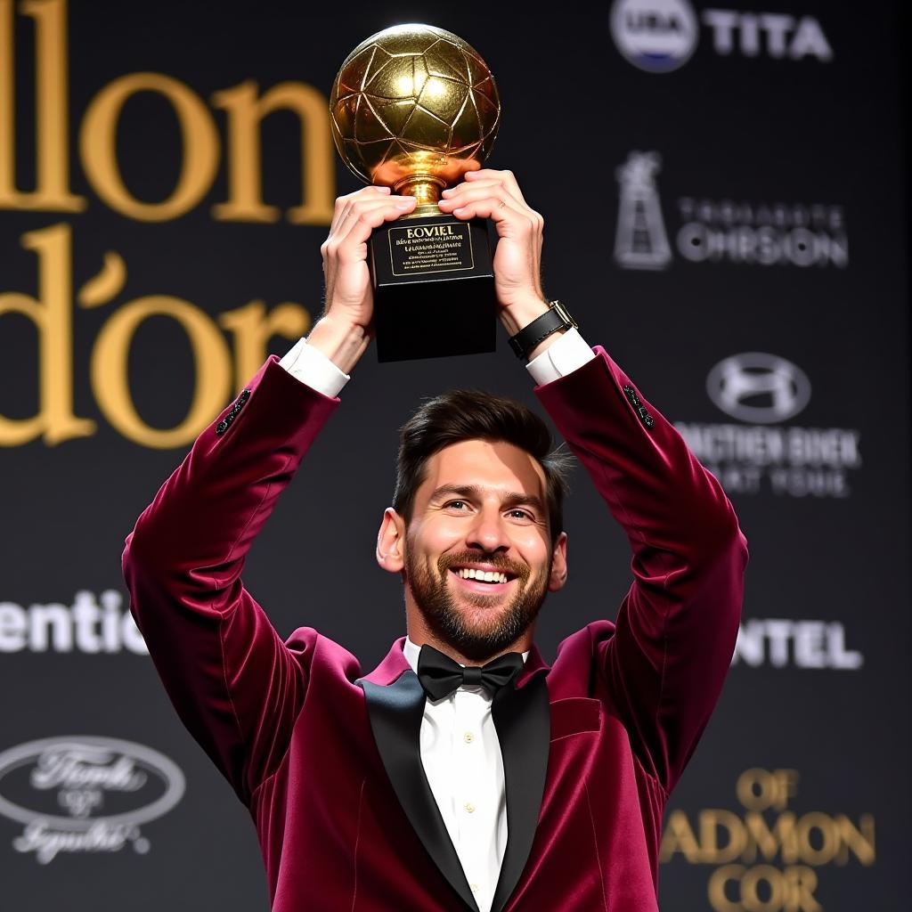 Lionel Messi nâng cao Quả Bóng Vàng 2019