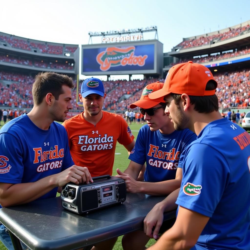 Fans listening to Florida Football on the radio