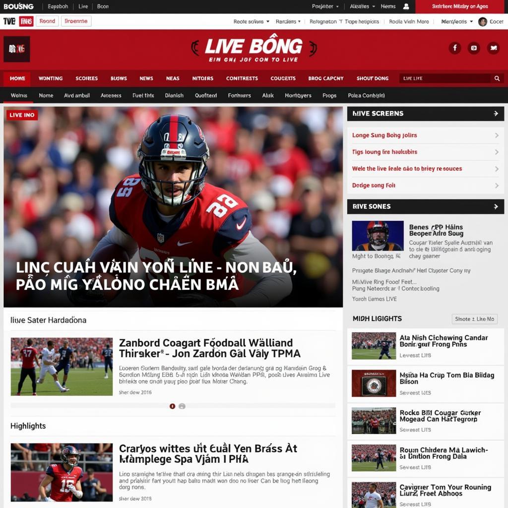 Live Bóng Đá Website Interface