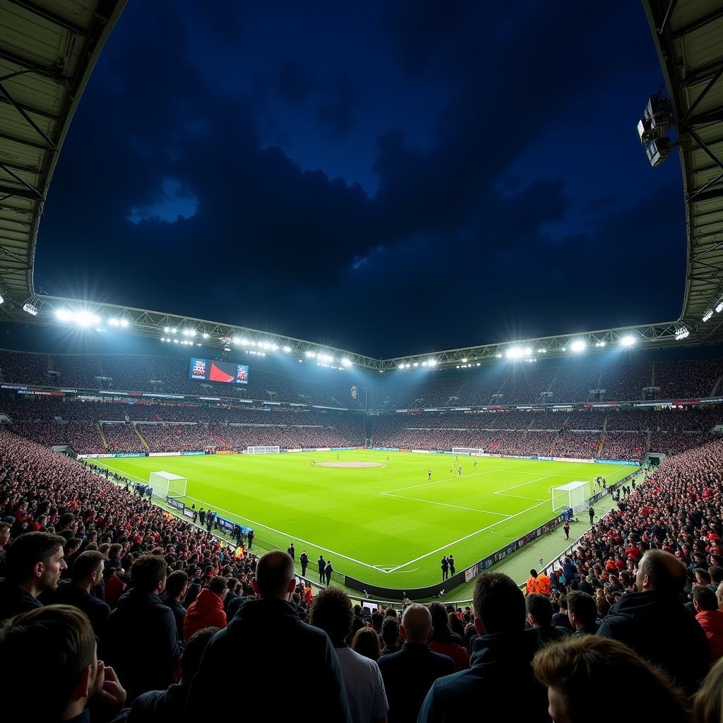 Live Football Commentary in a Packed Stadium