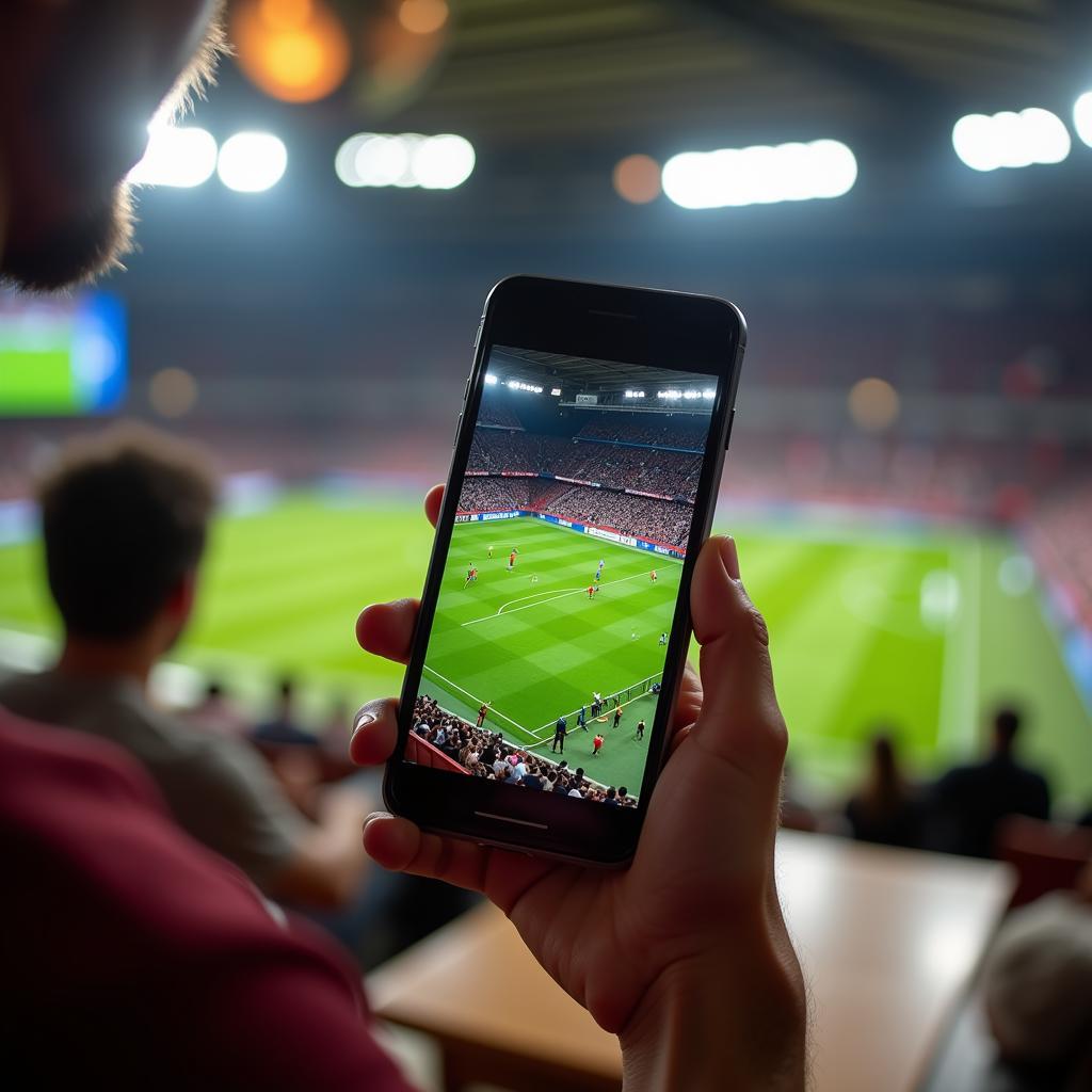 Live football match streaming on a mobile phone