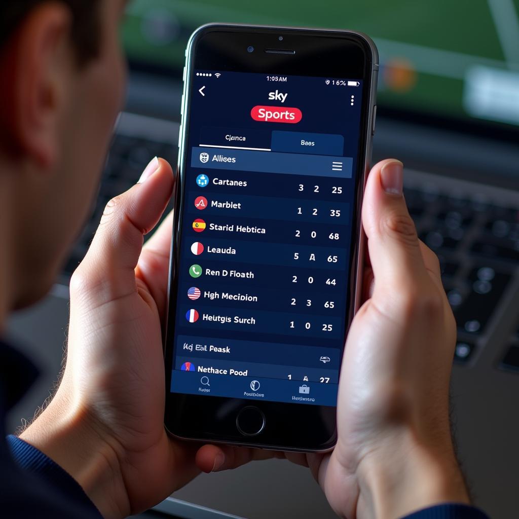 Live football scores on smartphone