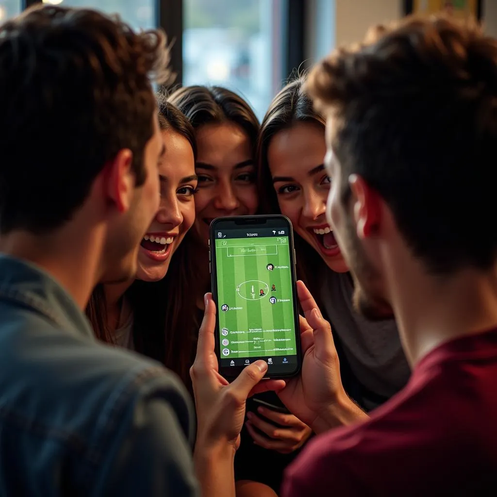 Fans using a football stat live app