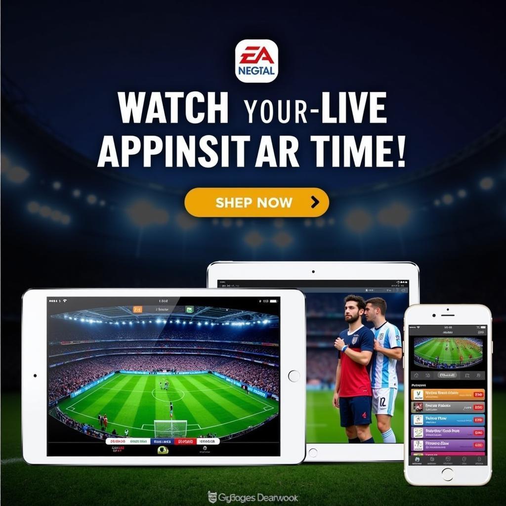 Various devices displaying different live football streaming platforms