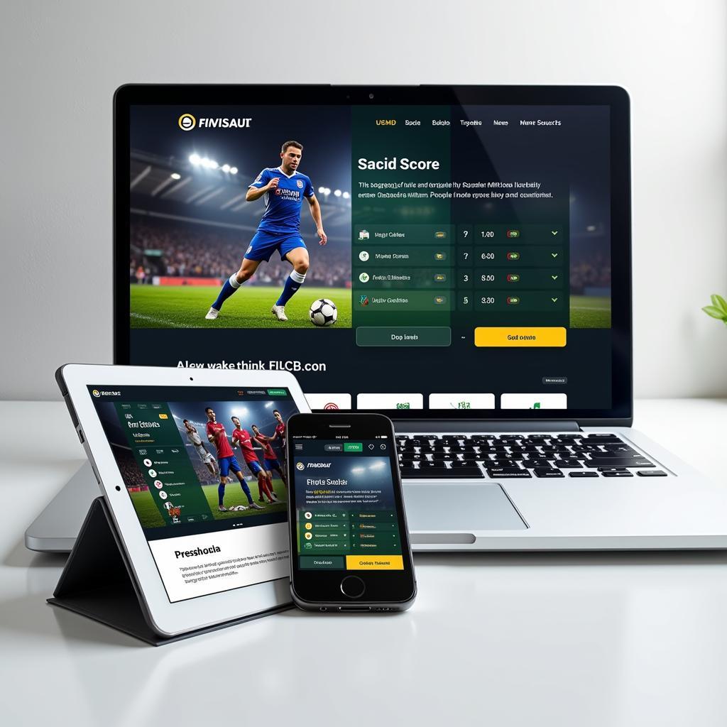 Live score website displayed on various devices