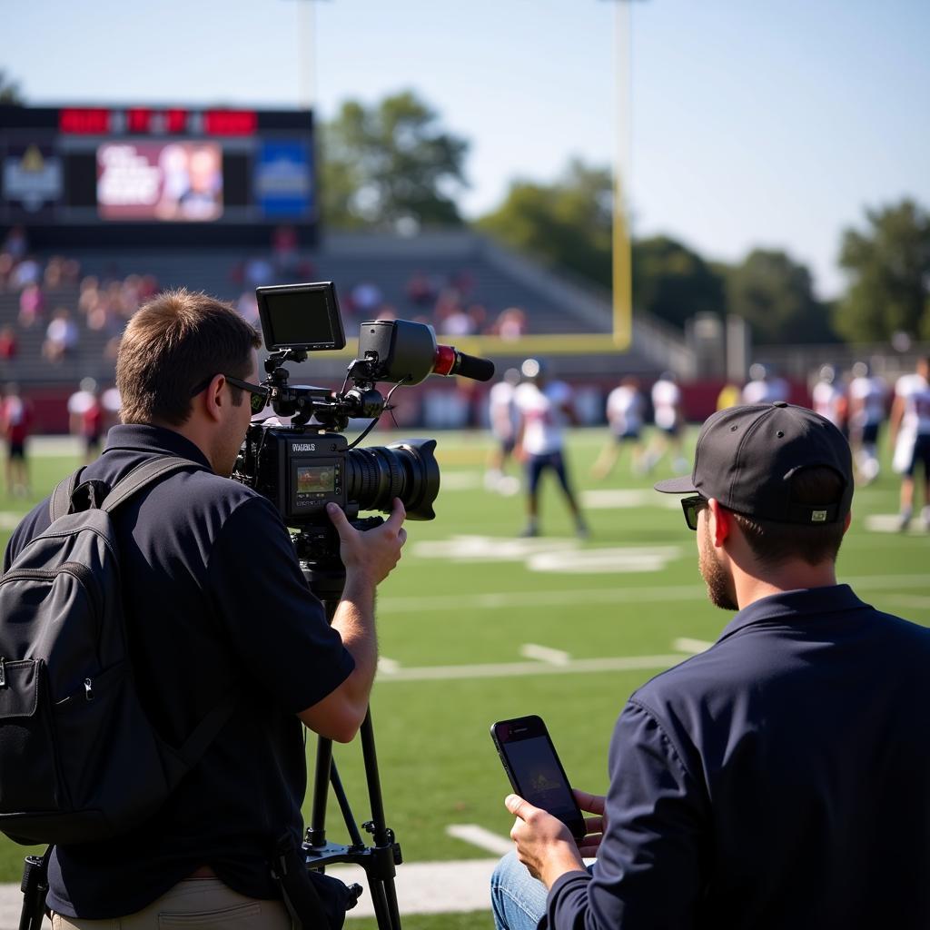 Local News Crew Filming Eastbrook Football Game