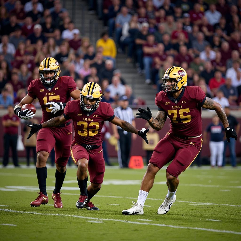 Loyola Academy football team in action during a game