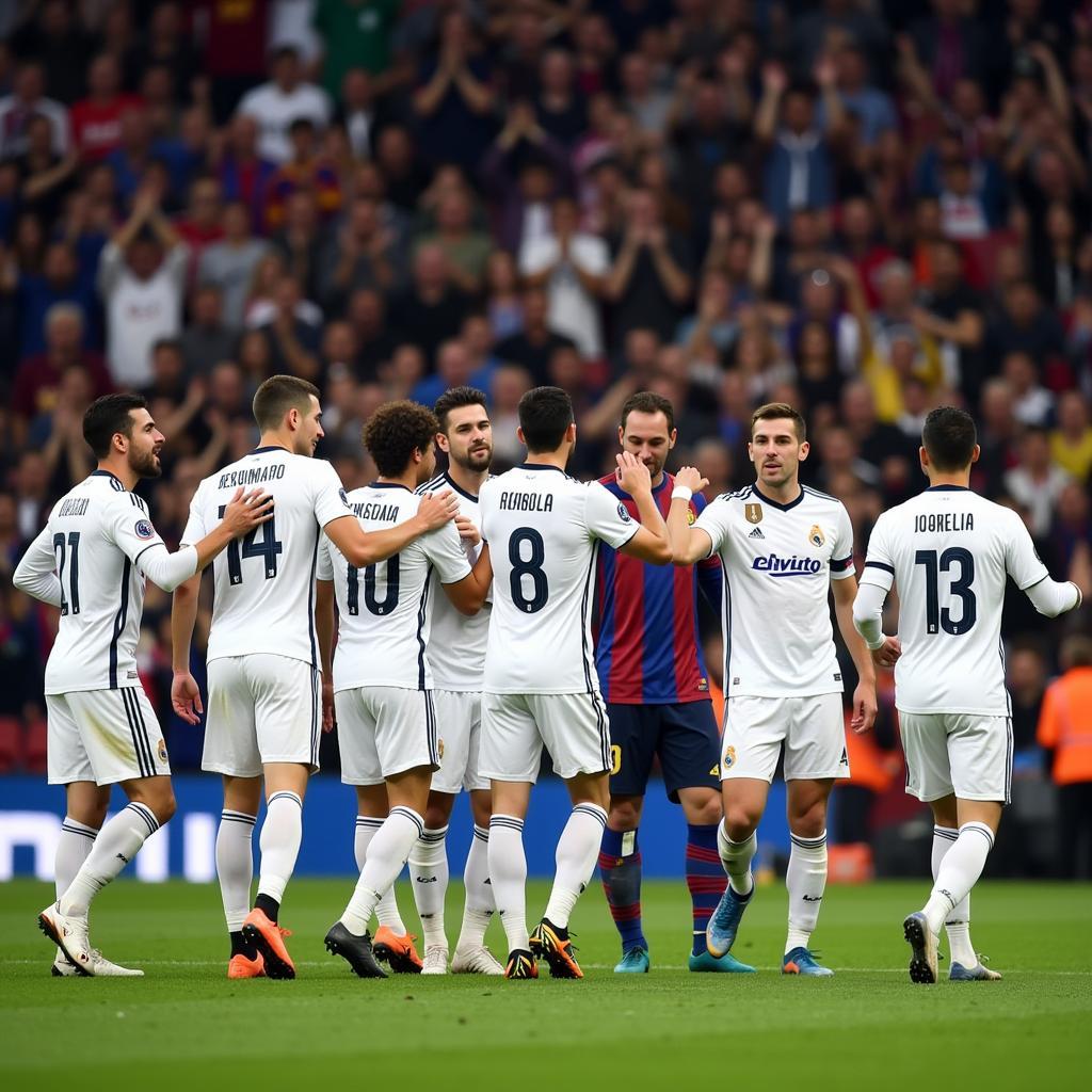 Cầu thủ ăn mừng bàn thắng trong trận El Clasico