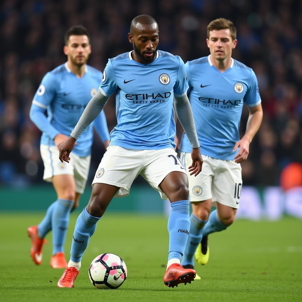 Manchester City players demonstrate intricate passing sequences