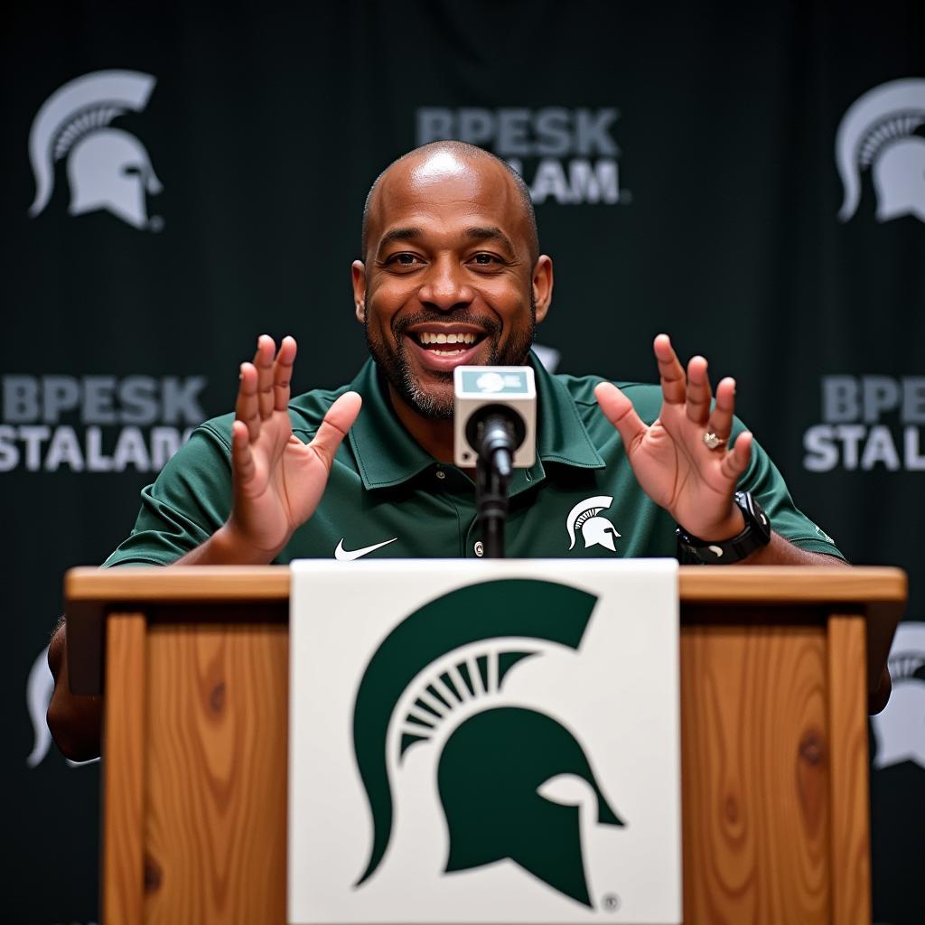 Mel Tucker speaking at a press conference