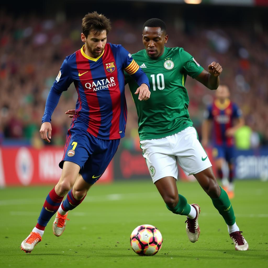 Messi evades Nigerian Defender