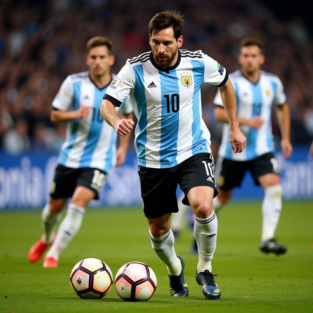 Lionel Messi orchestrates Argentina's attack with precision and skill.