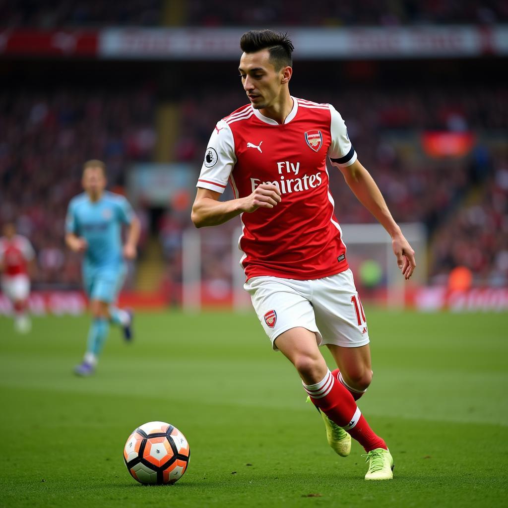 Mesut Ozil providing an assist for Arsenal