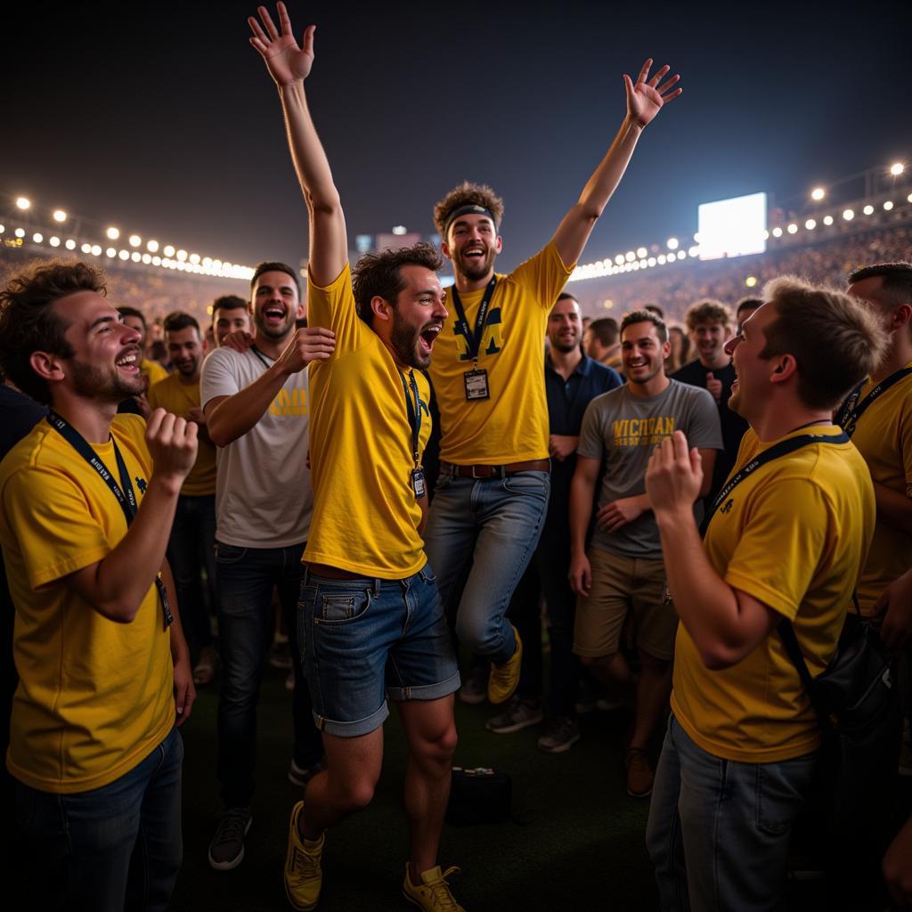 Michigan fans erupting in cheers after a touchdown