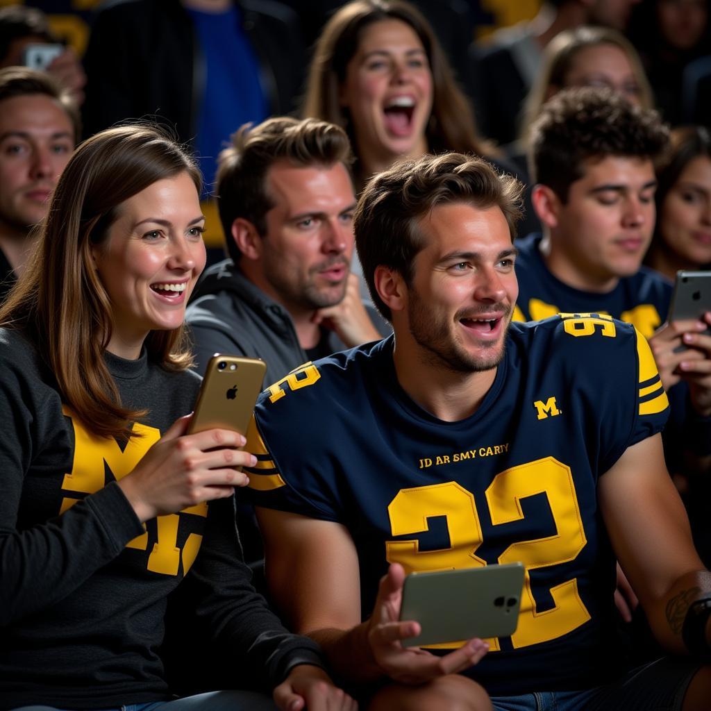 Michigan Football Fans Watching the Game on Mobile Devices