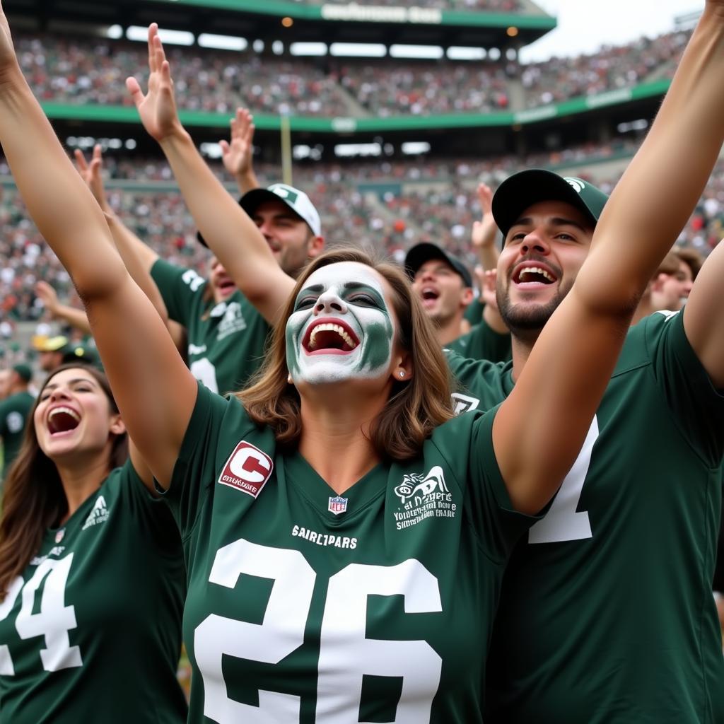 Michigan State fans erupting in celebration after a touchdown