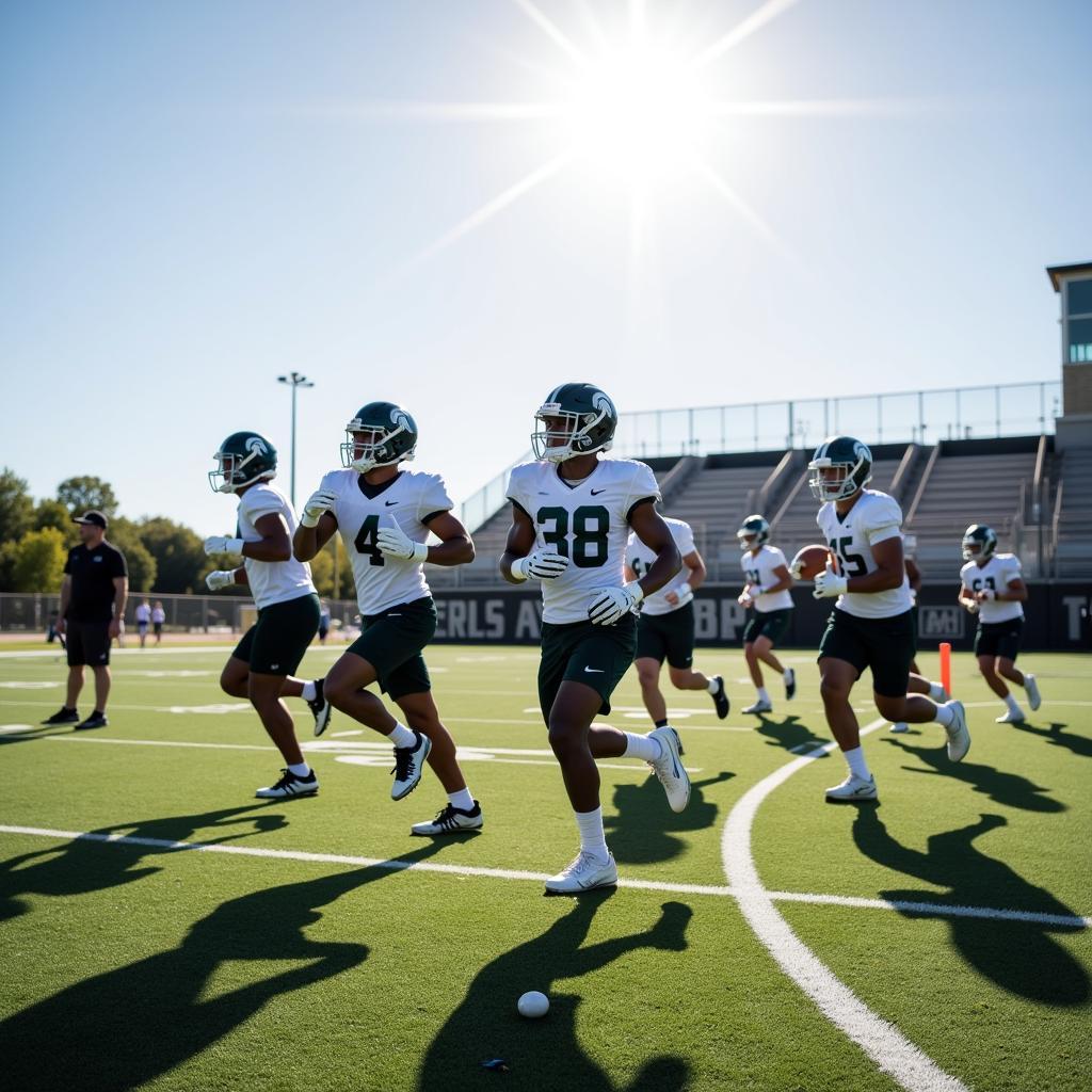 Michigan State Spartans players practicing