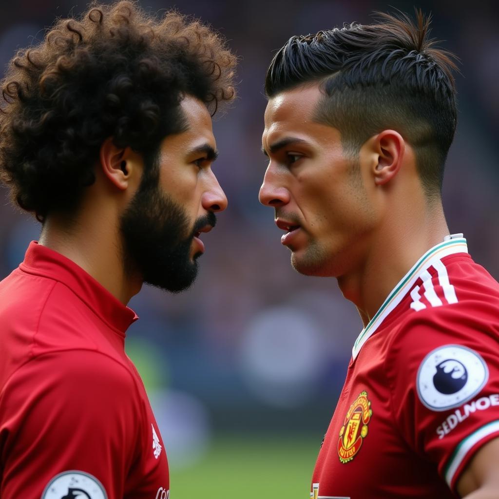 Mo Salah and Cristiano Ronaldo facing off