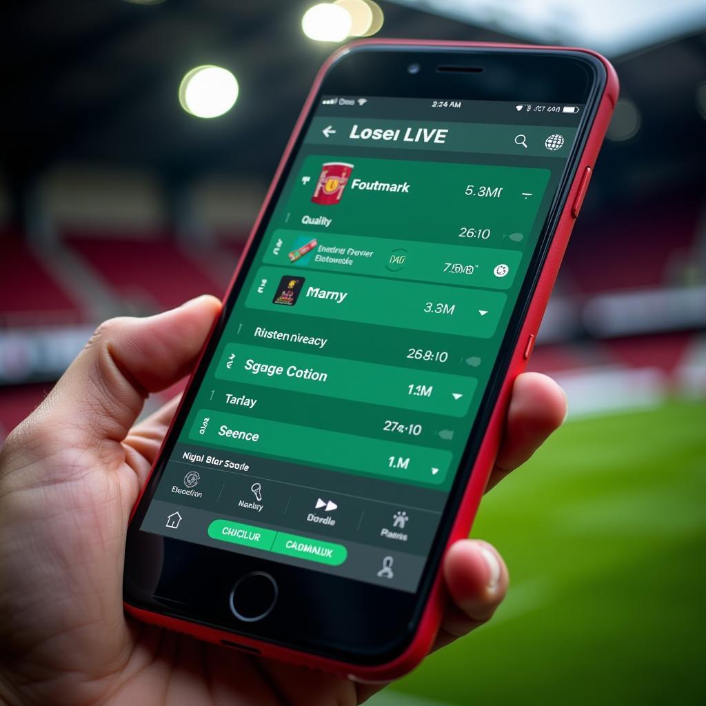 Mobile Phone Showing Live Football Scores