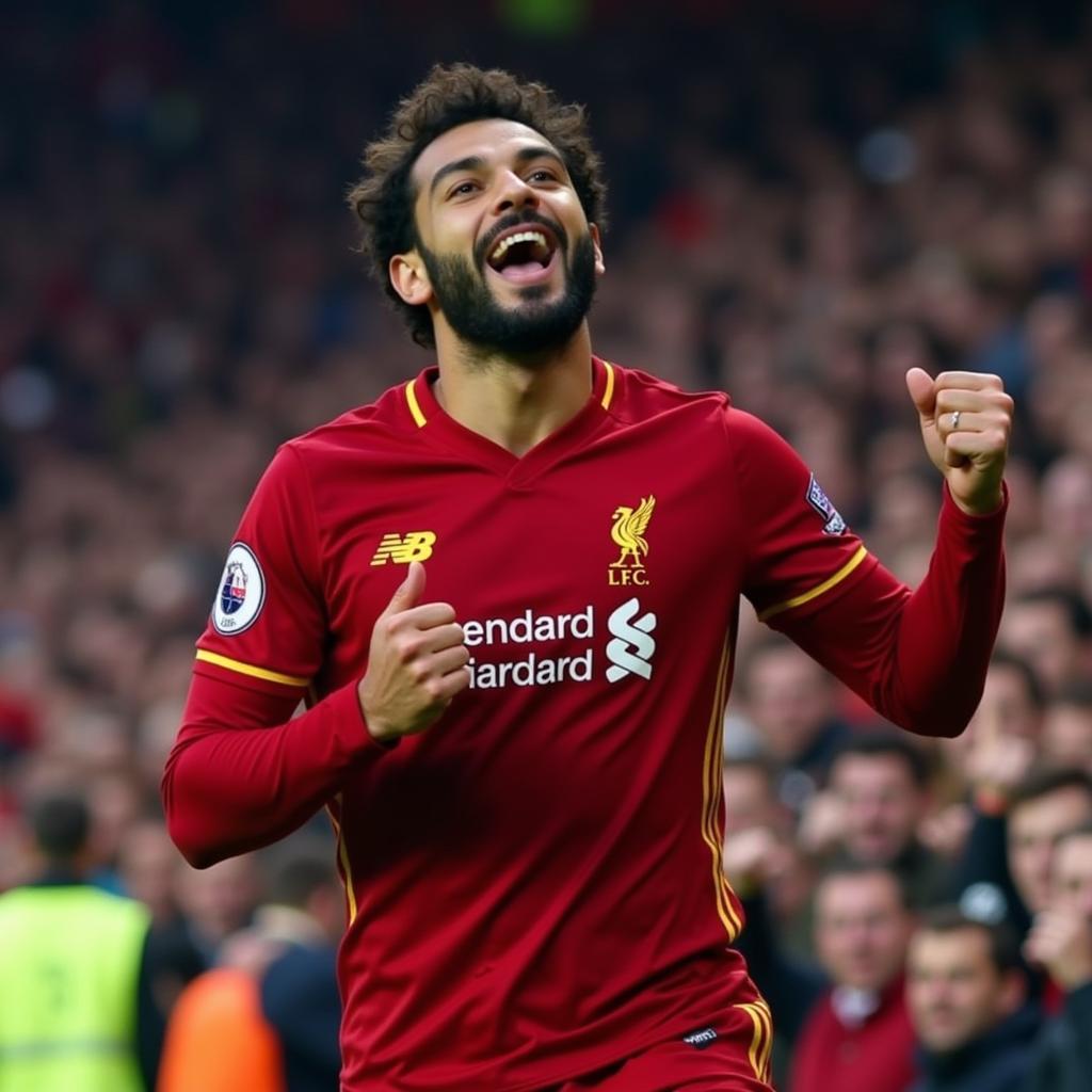 Mohamed Salah ăn mừng bàn thắng