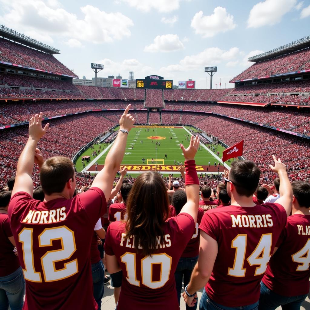 Morris Redskins fans cheering in the stadium