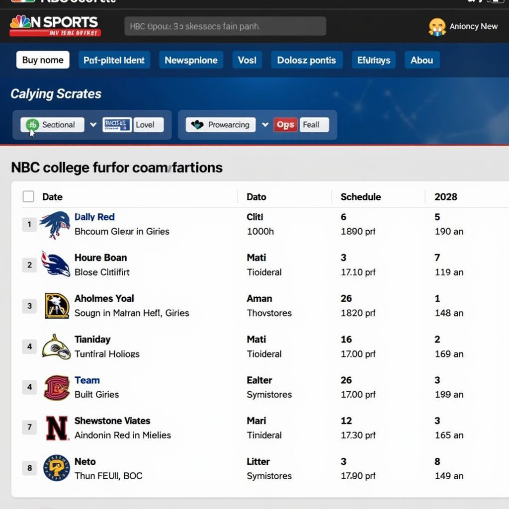 NBC Sports Website College Football Schedule