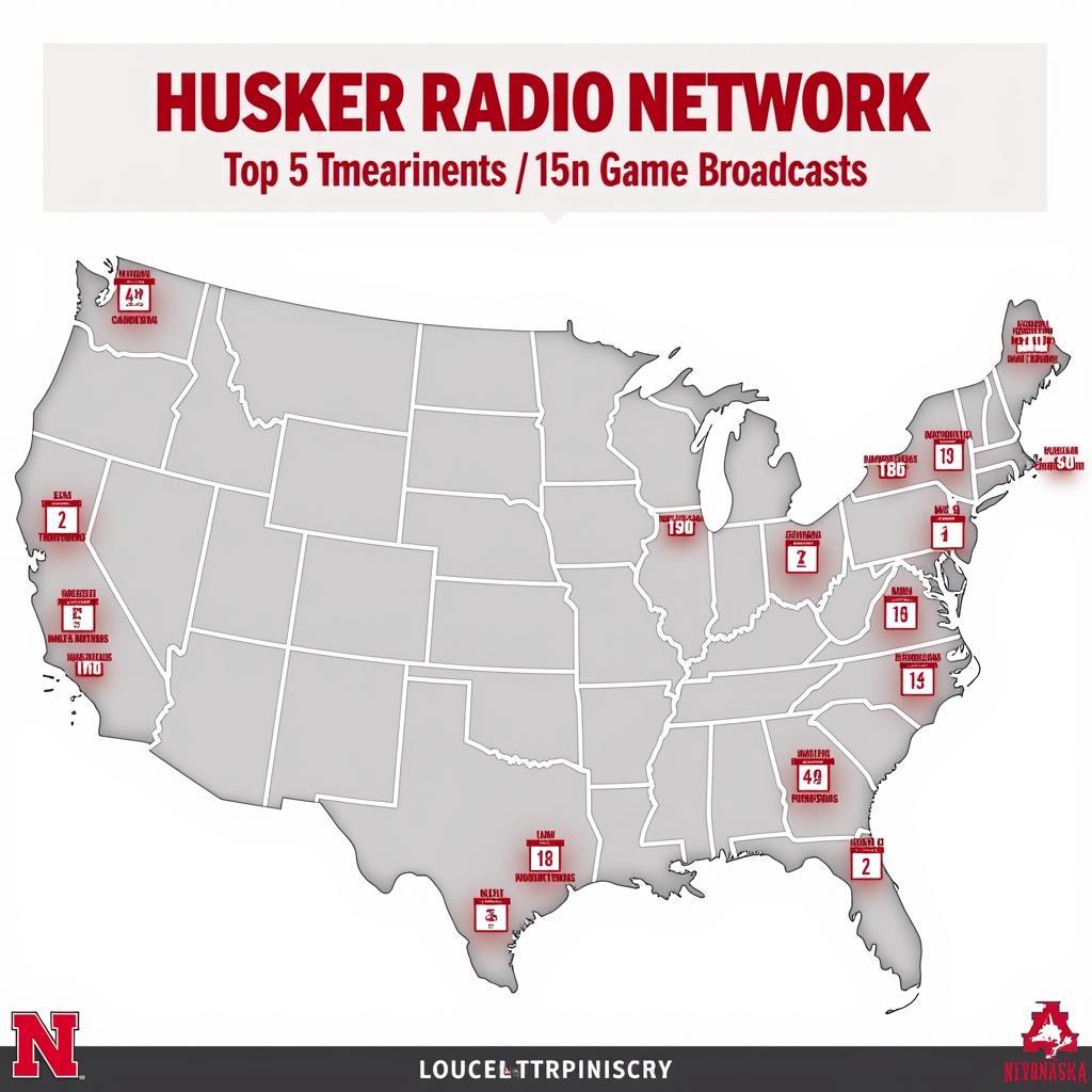 Map of Nebraska with radio frequencies