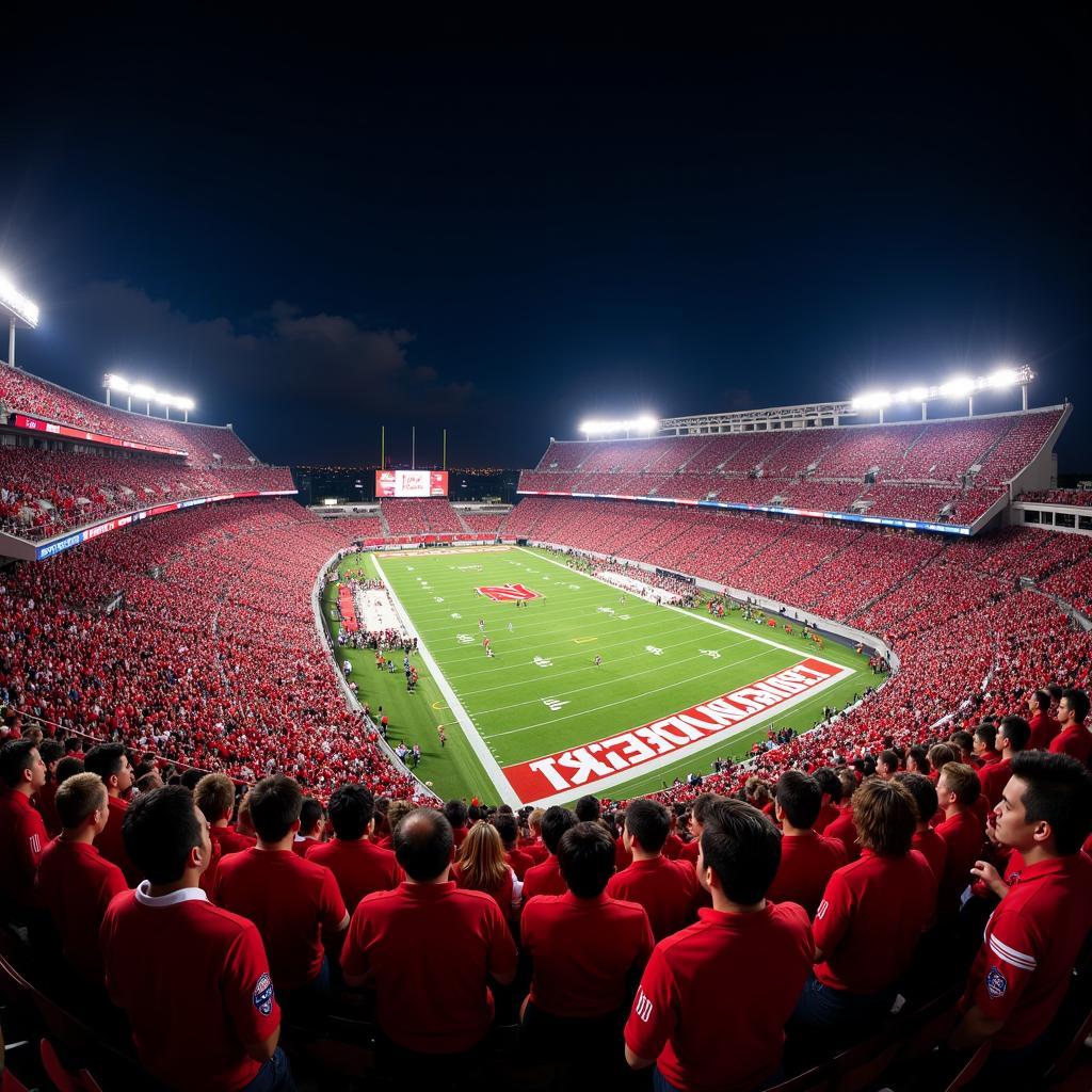 Nebraska Husker fans cheering in Memorial Stadium