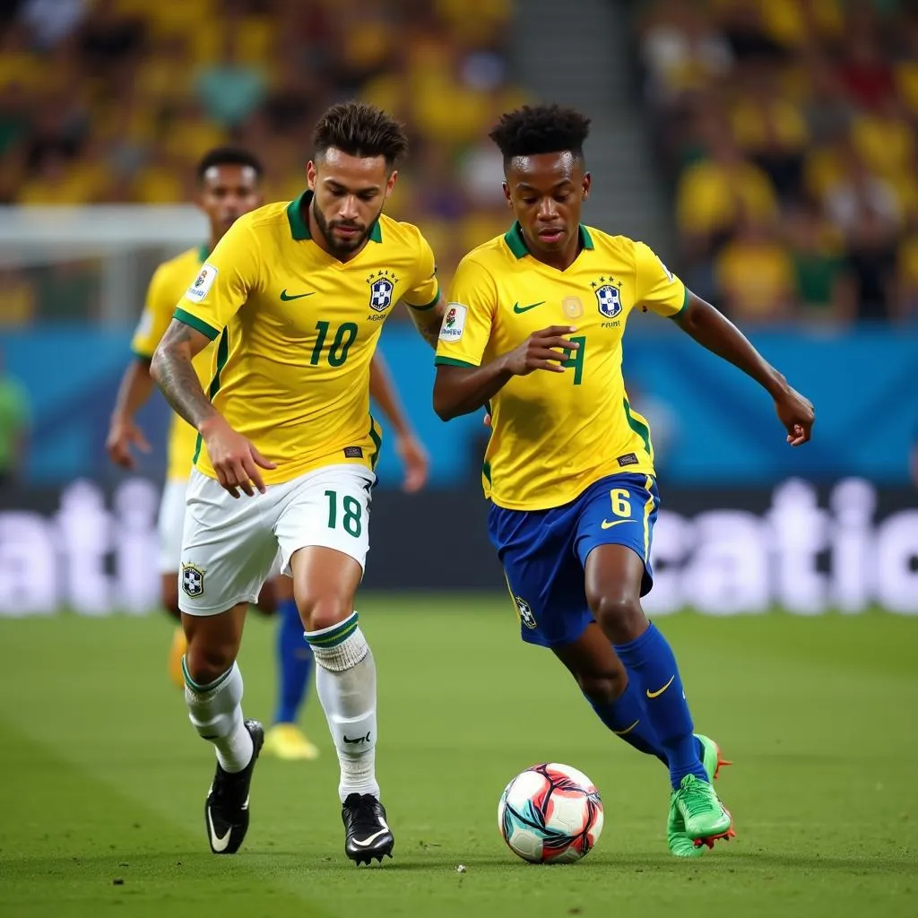 Neymar và Vinicius Junior phối hợp tấn công