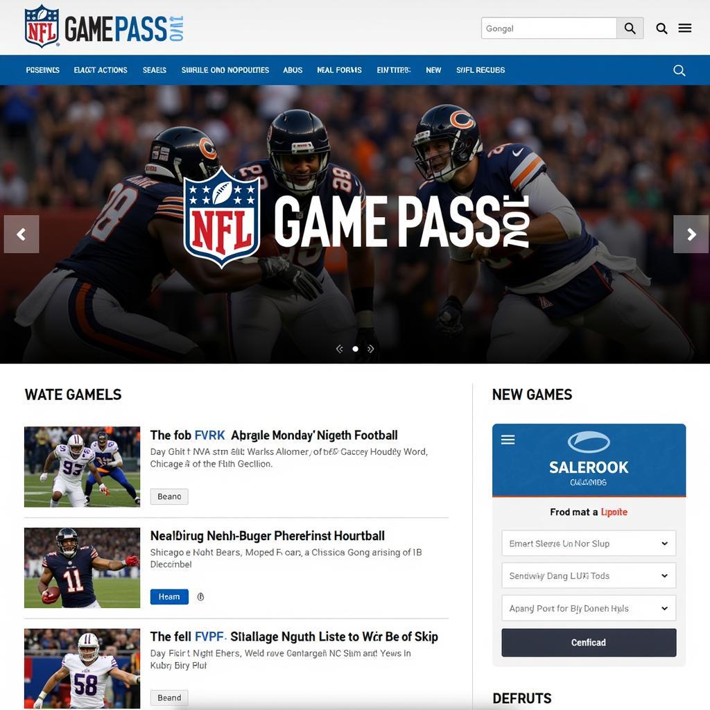 NFL Game Pass Interface