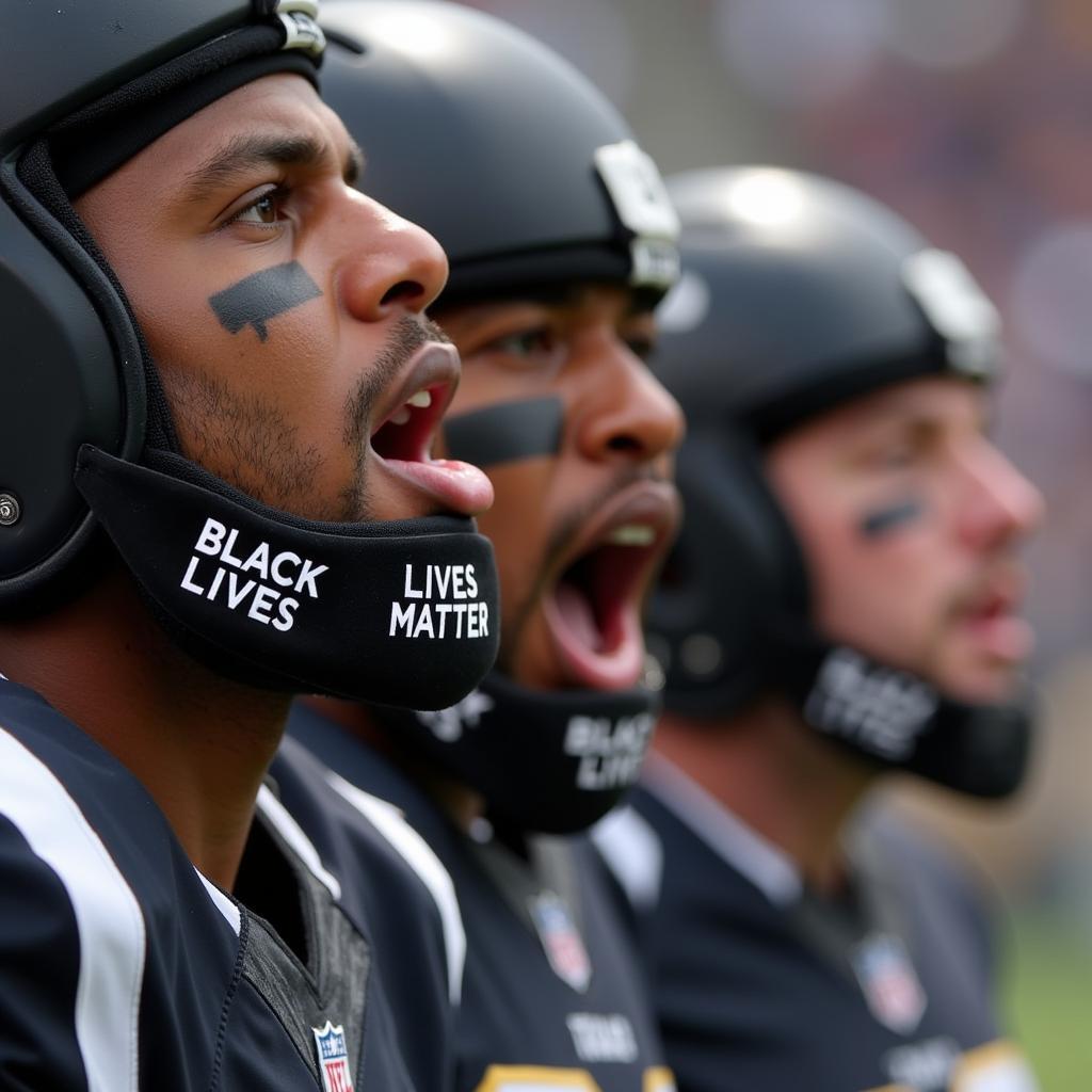 NFL players wearing Black Lives Matter mouthpieces