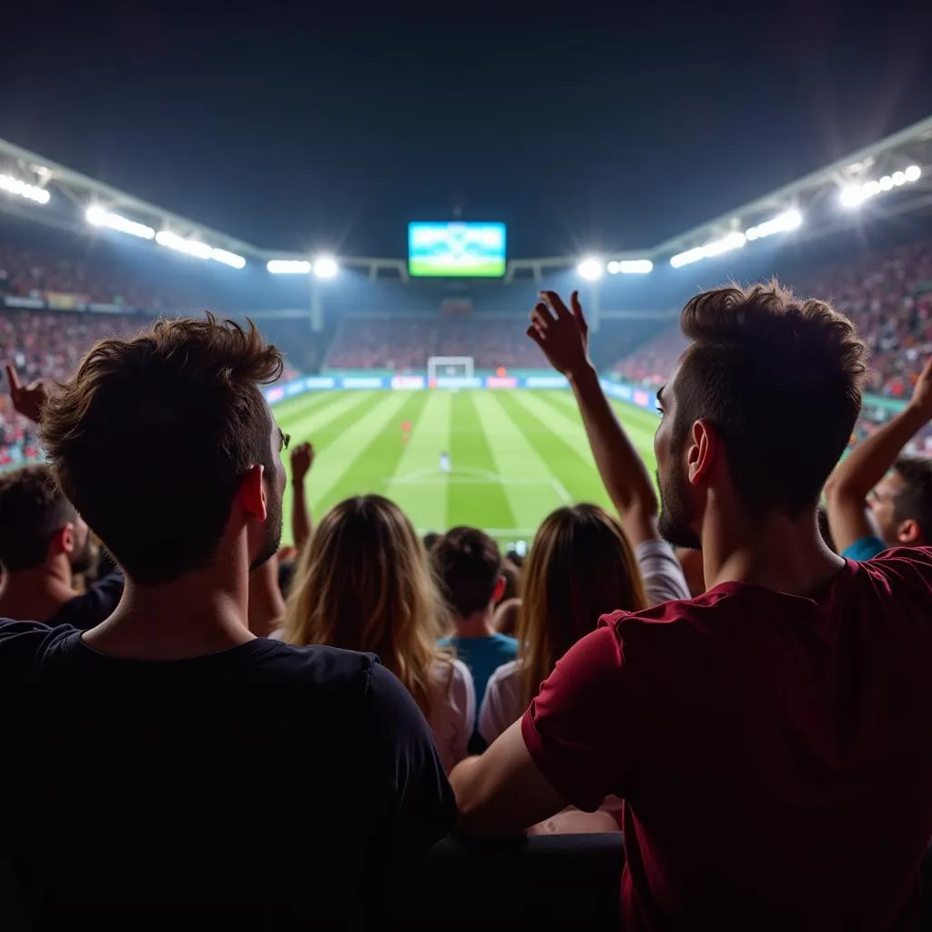 Football fans watching live stream