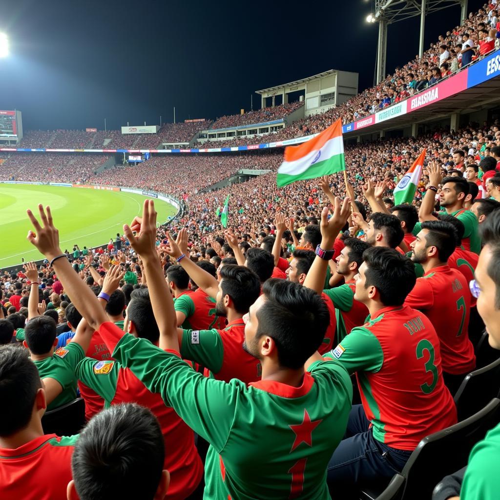 Người hâm mộ cổ vũ trận đấu Bangladesh vs India