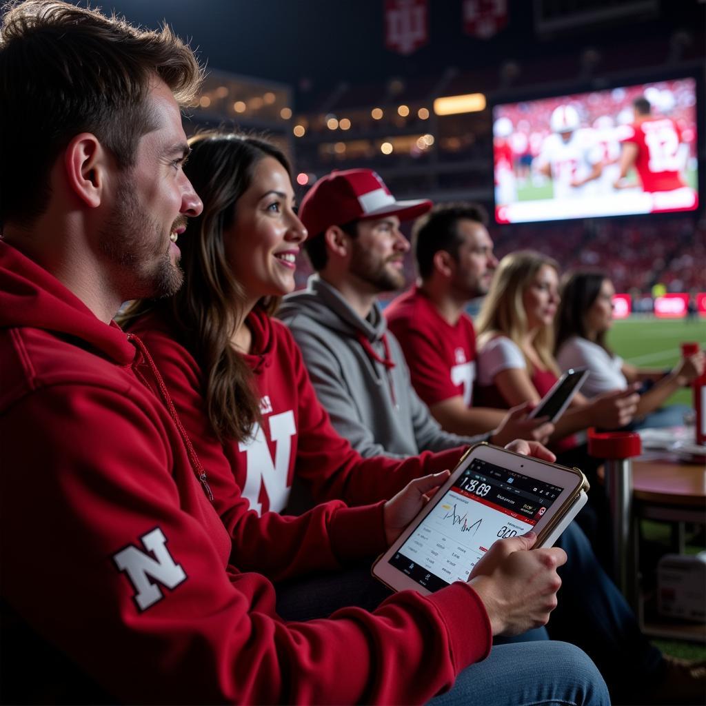 Người hâm mộ theo dõi Nebraska Football Live Stats trên máy tính bảng