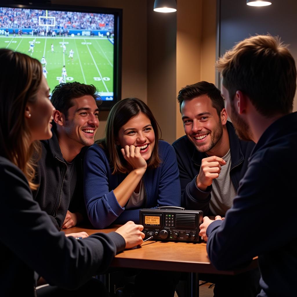 Fans listening to live BYU football radio broadcast