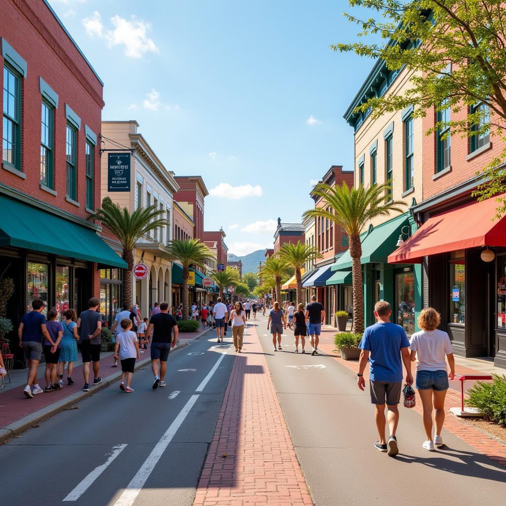 Niceville Florida downtown street with shops and restaurants